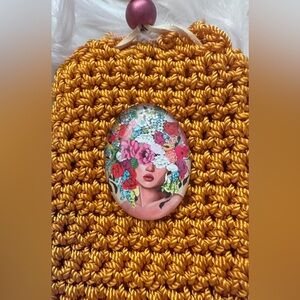 Hand Knits 2 Love Designer Crochet Pouch / Necklace Spiritual Positive Cards